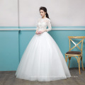 2018 Illusion Bodice Wedding Gowns 3D Flower Appliqued Quarter Sleeves Sexy Wedding Bridal Dress